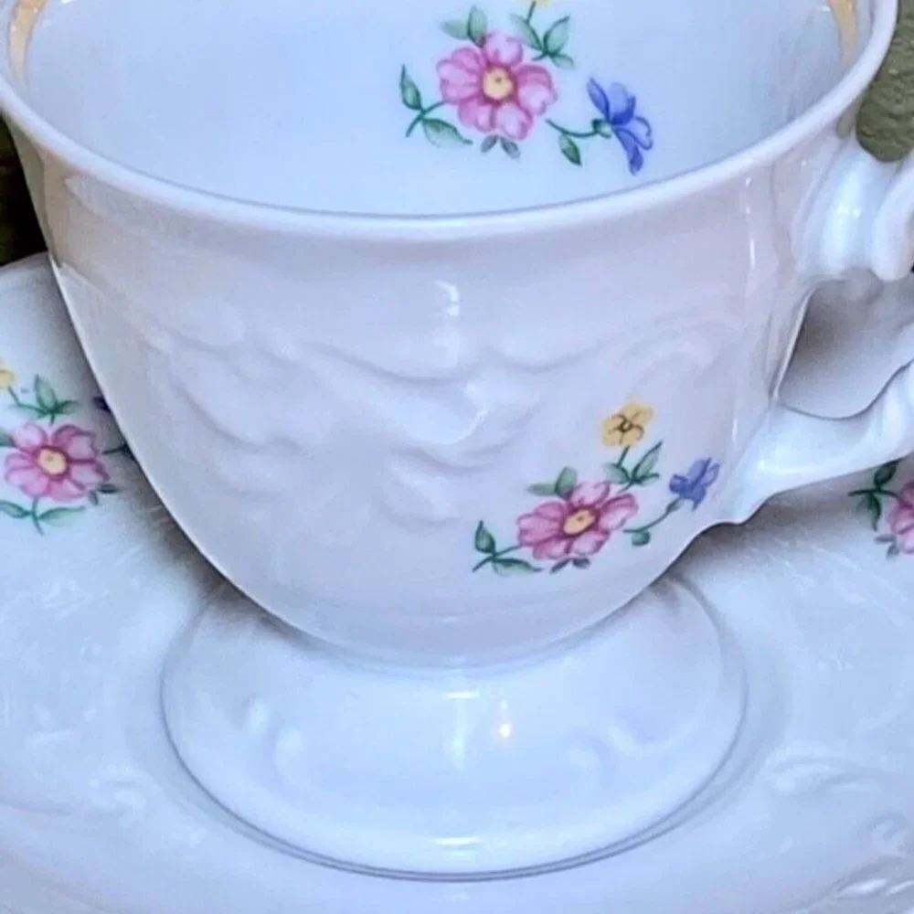 Wawel China • Floral Tea Cup & Saucer Set • Gold Trim • Made In Poland • Rare •‎